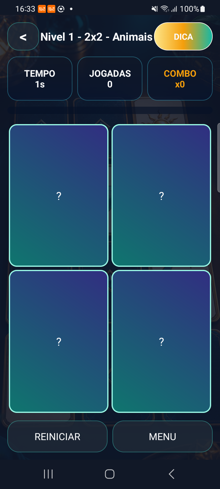 Partida do Memory Master